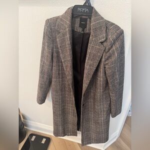 Women's Plaid Long Coat - Large